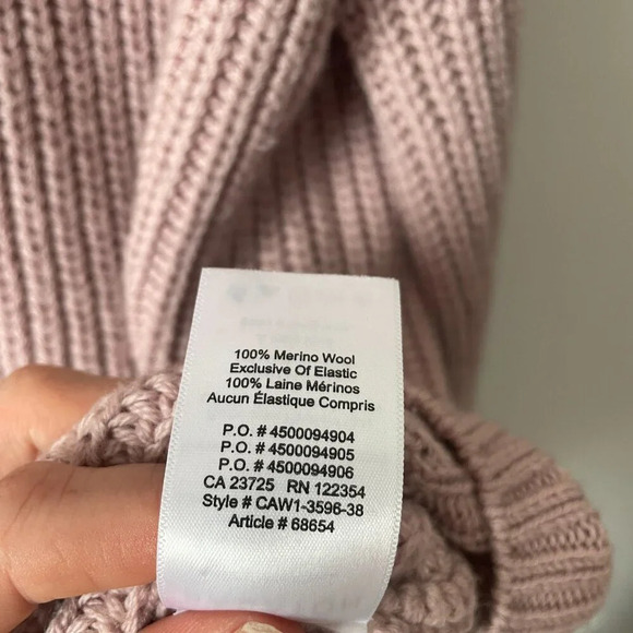 Aritzia Babaton Valadon Balloon Sleeve 100% Wool Knit Sweater Mauve Size Small - Picture 7 of 7